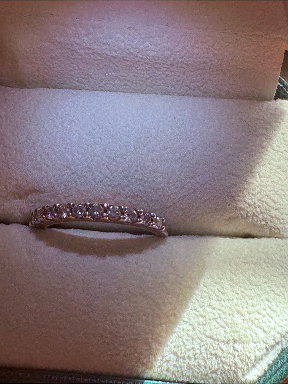 Elegant Pink Crystal Row Ring - Women's Jewelry